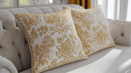 Elegant Decorative Pillows on Stylish Couch