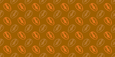 Coffee beans pattern for packaging. Coffee beans pattern background. Coffee beans background. Pattern background with coffee beans.