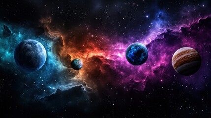 Obraz premium Explore the mysteries of the universe through stunning cosmic imagery of planets and nebulae