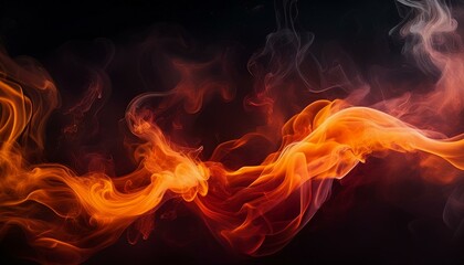 Fiery orange and red steam on a deep black background, creating a bold, intense backdrop for digital art or dramatic designs