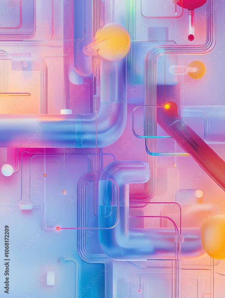 Poster digital colorful flow chart management prozess connected lab created with generative ai technology
