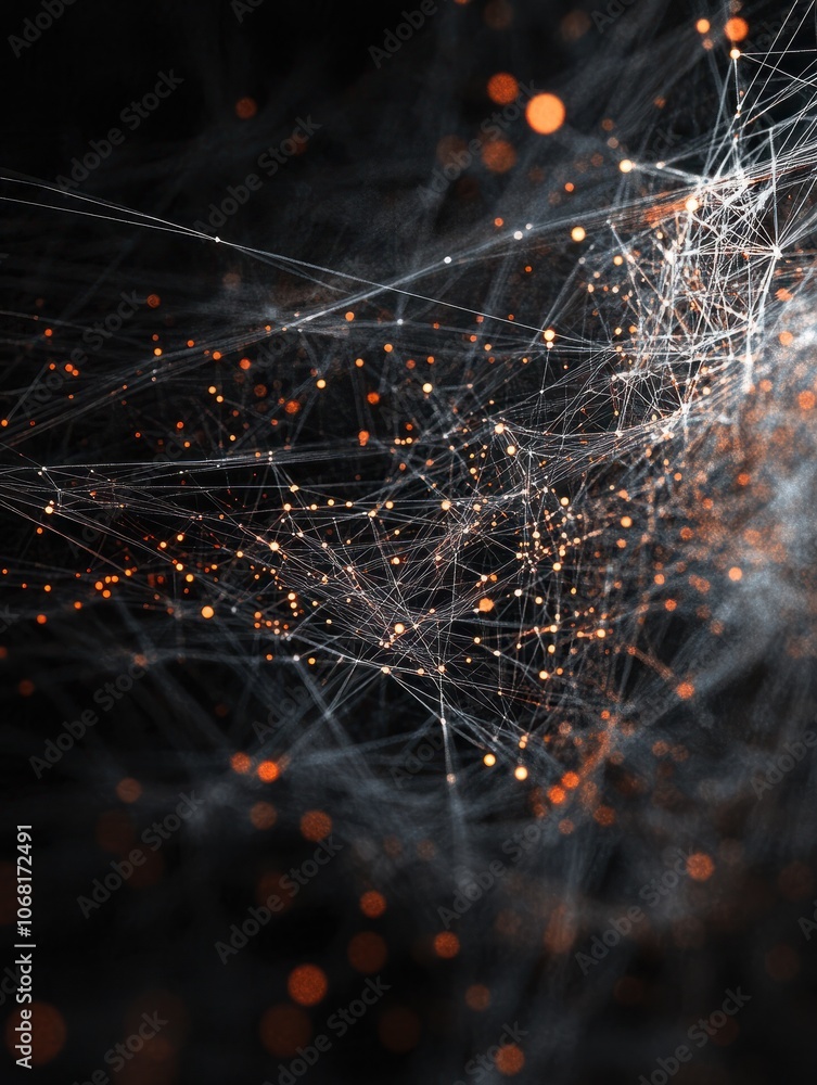 Poster digital network connections and data visualization elements