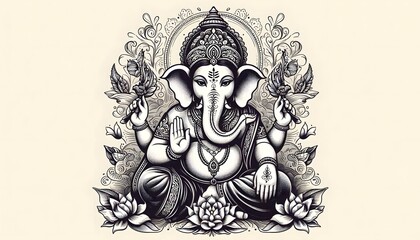 Lord Ganpati on Ganesh Chaturthi background Lord ganesha ganpati and festive