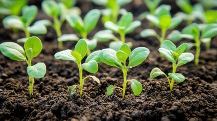 Seedlings Sprouting in Freshly Plowed Field