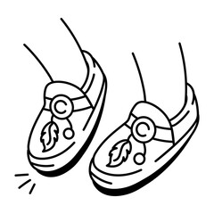 A doodle icon of a pair of boho shoe 

