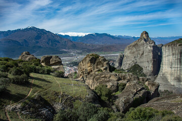 Fototapeta premium amazing rock formations mountains meteora greece
