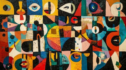 Obraz premium Odd pattern in a painting, with disjointed, seemingly random shapes creating harmony