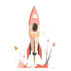 Rocket Isolated On Transparent Background, Generative AI