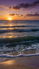 Obraz premium Evening Bliss: Scenic Views of Tropical Palms and Sunset Over the Ocean