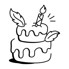 Boho themed tier cake, doodle icon 

