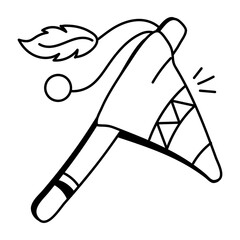 Tribal flag icon in doodle style 

