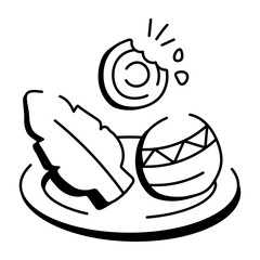 Boho sweets plate, doodle style icon 


