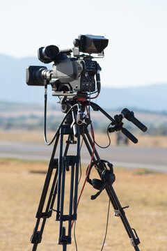 video camera on tripod