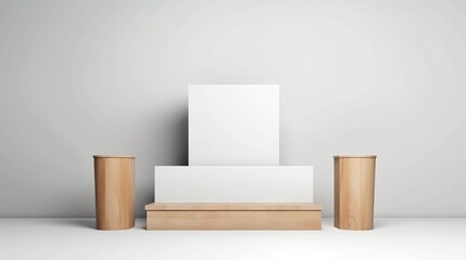 Minimalist Display with Wooden Elements and White Panels