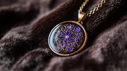Elegant Purple Necklace with Intricate Floral Design