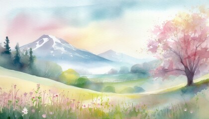 Spring landscape painting