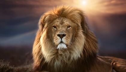 Fototapeta premium Lion, the majestic king of the forest, symbolizing strength, royalty, and power in the animal kingdom