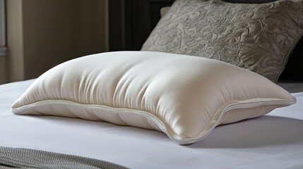 Fototapeta premium Soft White Pillow on Elegant Bed Linen