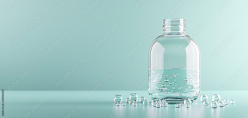 Poster explore the unique aesthetics of water in an atypique bottle with bold angular design