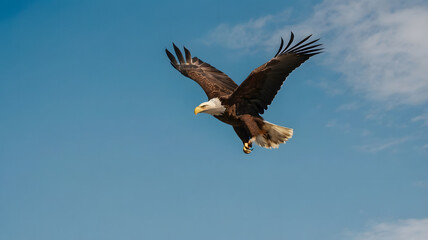 Fototapeta premium an eagle flying in the wide blue sky