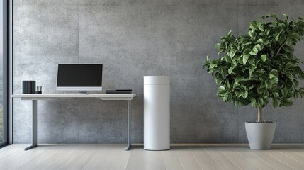 Modern Office with Greenery and Minimalist Design