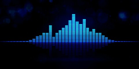 Naklejka premium Blue equalizer bars on a dark background.
