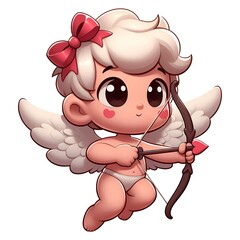Cute cartoon Cupid. Clipart, Cartoon mascot for Valentine's Day. AI generated.