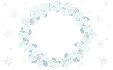 白銀のクリスマスリースのイラスト素材