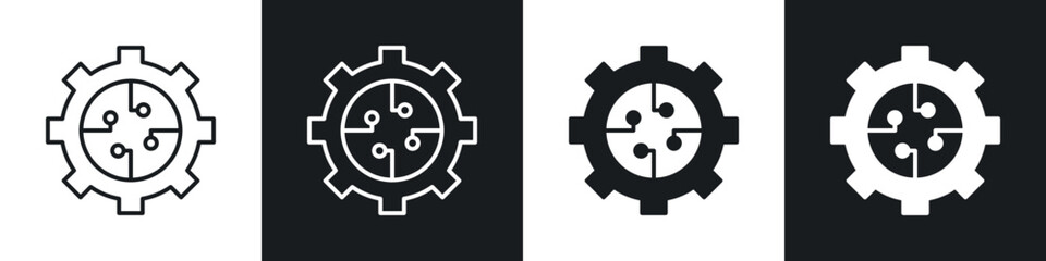 ETL icon in solid and outlined style. black and white colors