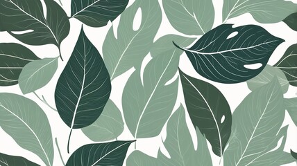 Obraz premium Seamless overlapping large leaf pattern