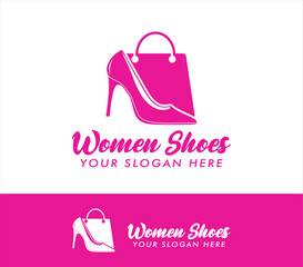 women shoes logo vector illustration template design concept for shoes store shop fashion and feminine