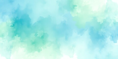 Abstract watercolor background with soft blue and green hues.