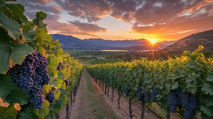 Fototapeta premium Vineyard Sunset