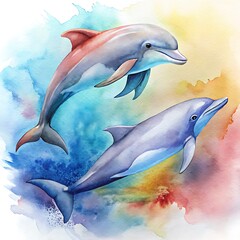 Obraz premium dolphin watercolor style