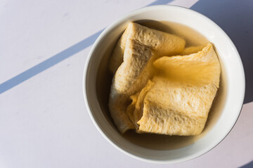 Odeng - Korean fish cake skewer in Korean soup - Korean street food style.