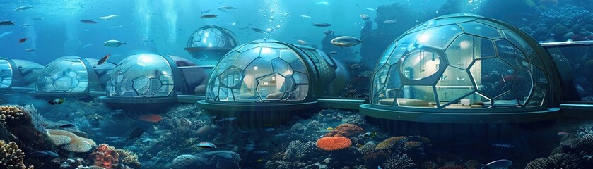 A series of  underwater domes connected by tunnels on the ocean floor