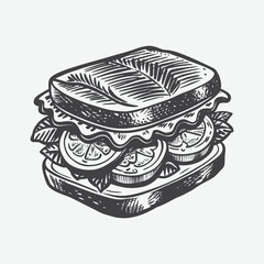 Caprese Sandwich Silhouette Vector Isolated On White Background