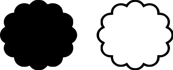 Scalloped circle shape set vector in two styles isolated on white background