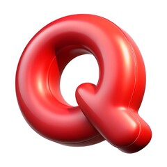 Red letter Q balloon 3D render icon isolated on white background