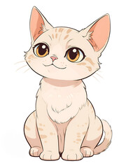 Fototapeta premium cartoon style, close-up of Ural Rex (cat), isolated on a white background