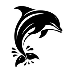 Dolphin silhouette vector icon. Orca silhouette illustration on a white background 