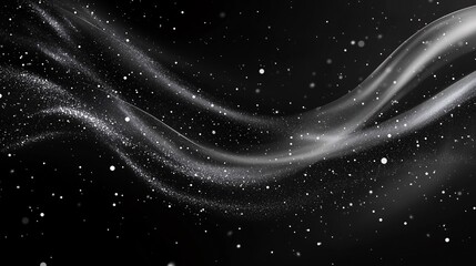 黒い背景とキラキラした粒子が波の様に舞うCG画像