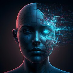 Obraz premium Digital Brain and Artificial Intelligence Concept