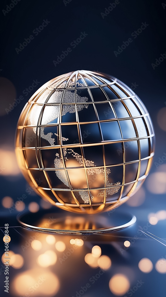 Aufkleber the globe features intricate landmasses while gentle bokeh lights create a warm atmosphere around it