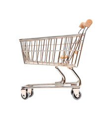 Modern shopping cart elegantly showcased against a transparent background for retail marketing