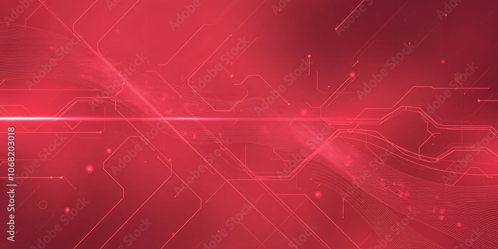 Poster abstract red tech background with glowing lines