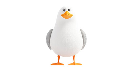 Fototapeta premium Cute cartoon duck character stands playfully against a solid background for fun designs