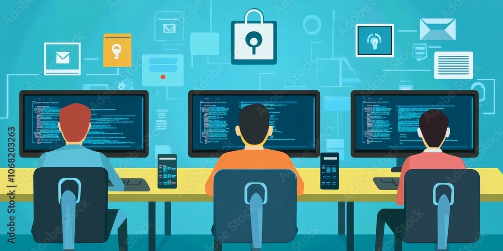 Aufkleber protecting your data online is important. this image shows how cybersecurity keeps your information 