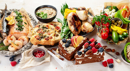 Variety Healthy Food On Table