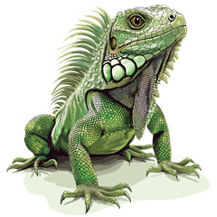 Fototapeta premium Green iguana isolated on white background. 3d render illustration. 